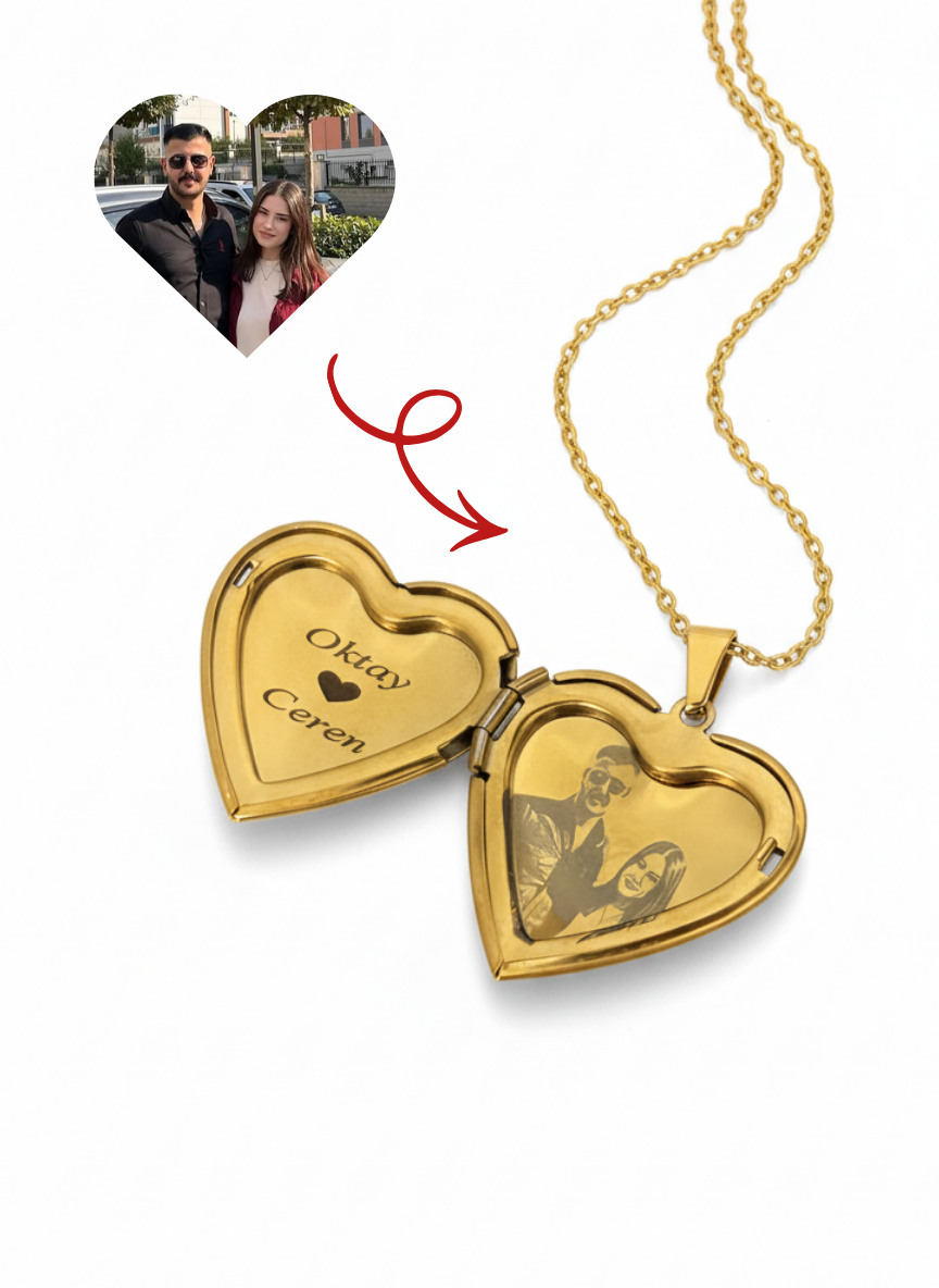 Kişiye Özel Kalpli Kapaklı Kolye