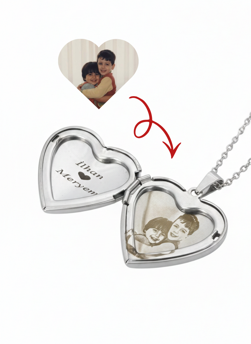 Kişiye Özel Kalpli Kapaklı Kolye