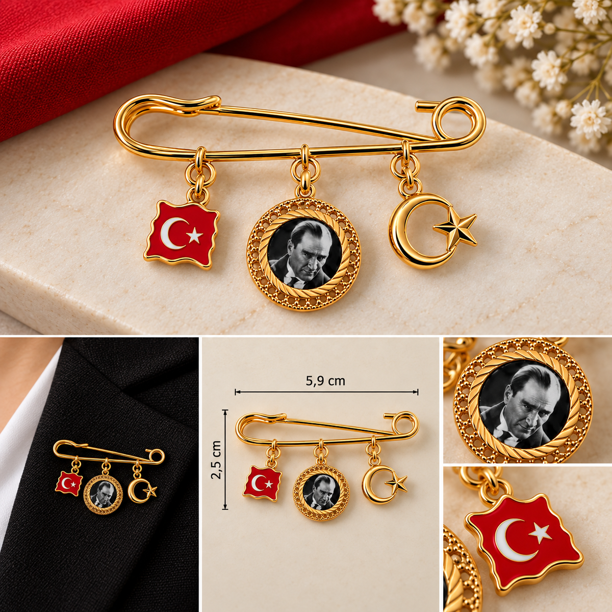10 Kasım Atatürk Yaka Broşu