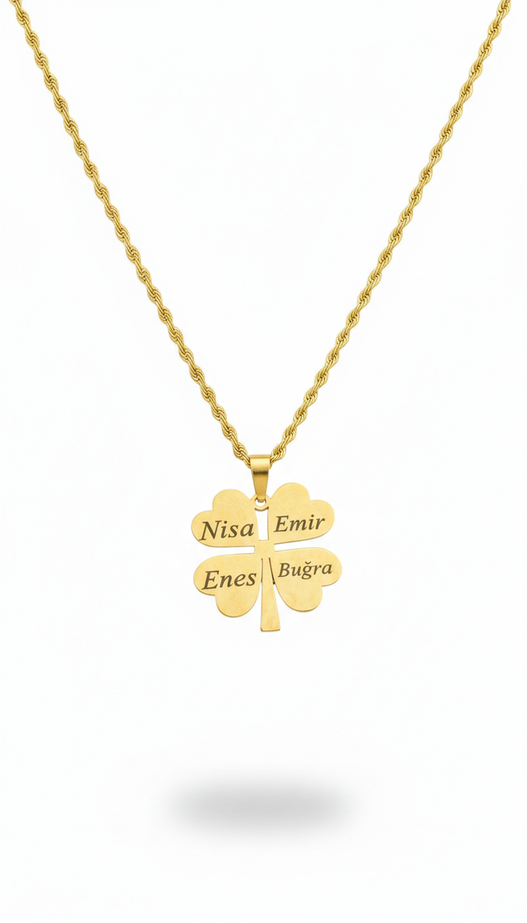 Kişiye Özel 4 Yapraklı Yonca Kolye